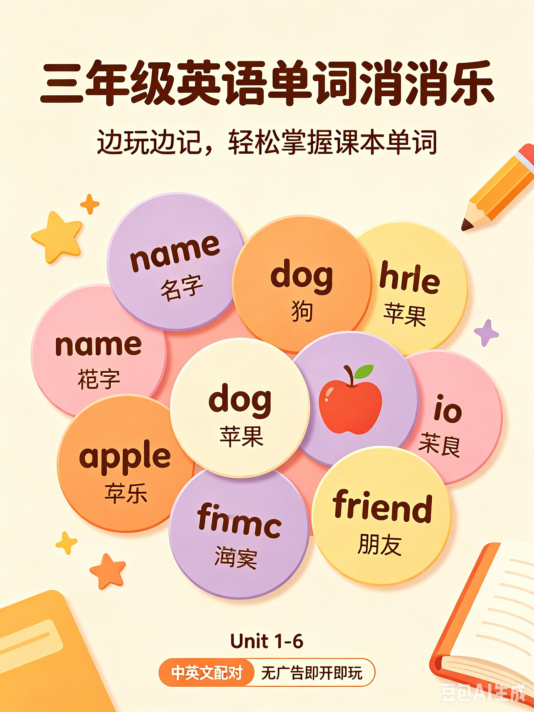 三年级英语上册单词消消乐